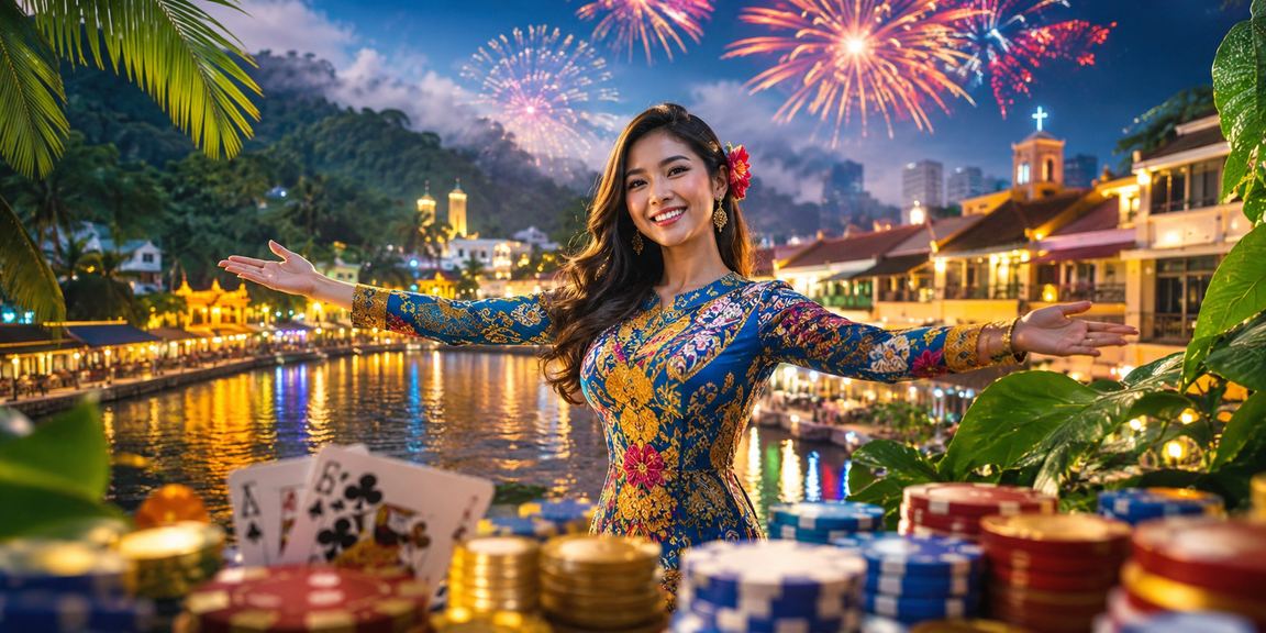 Pengguna di Melaka bermain permainan rummy dalam talian dengan pakaian batik menggunakan platform starbuck88