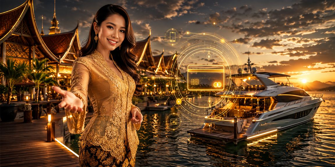 Pengguna wanita di Sarawak mengakses platform hiburan kasino dengan pakaian kebaya tradisional
